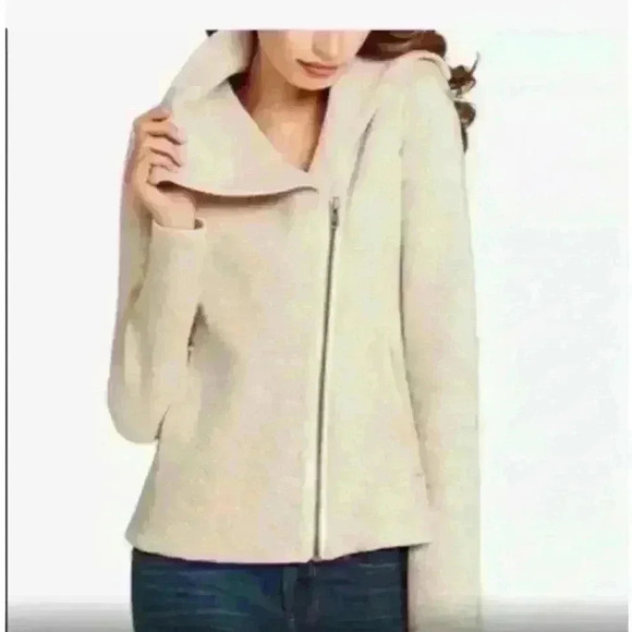 CAbi oatmeal medium zippered moto style jacket slash pockets shawl collar - Picture 1 of 8